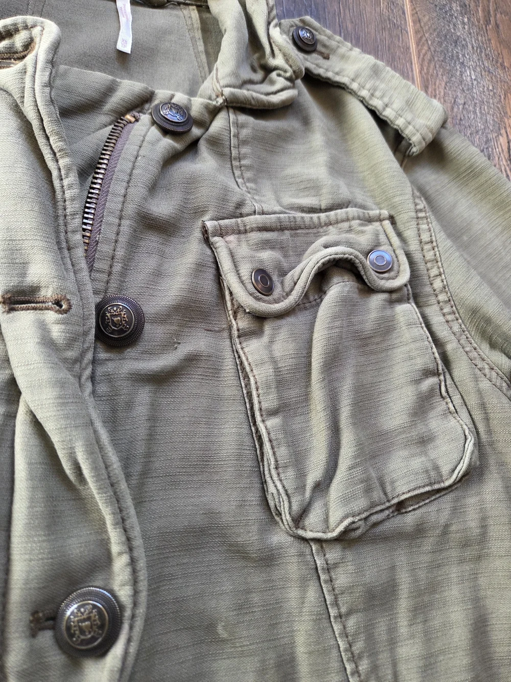 Free People Not Your Brothers Military Surplus Utility Jacket Olive Green XS